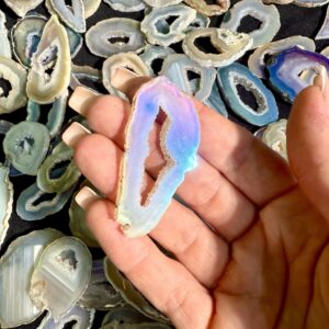 Aura Coated Agate Slices for Jewelry Making