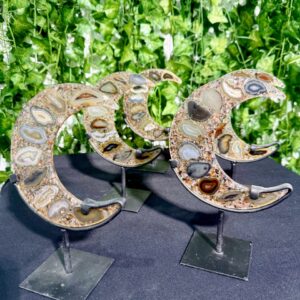 Agate Resin Moon on Stand