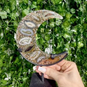 Agate Resin Moon on Stand