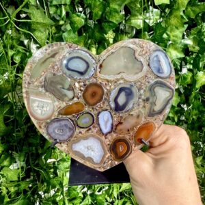 Agate Resin Heart on Stand