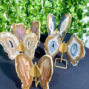 Agate Slice Butterfly on Stand