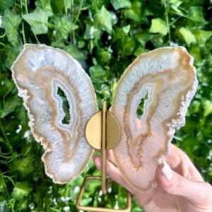 Agate Slice Butterfly on Stand