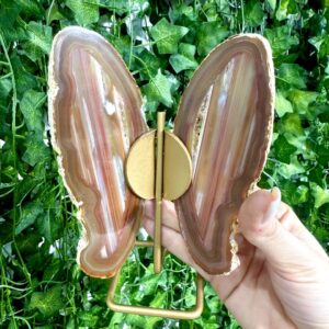 Agate Slice Butterfly on Stand