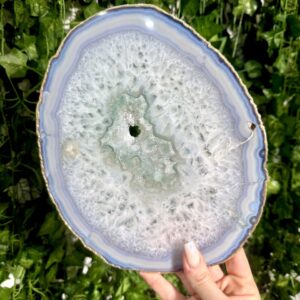 Suporte para prato de ágata dourada