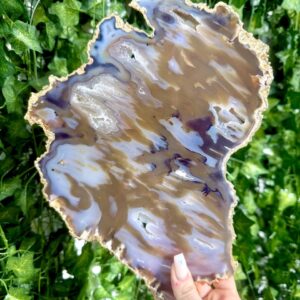 Suporte para prato de ágata dourada