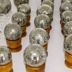 Natural Pyrite Sphere with Wooden Stand