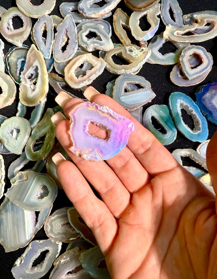 Aura Coated Agate Slices for Jewelry Making