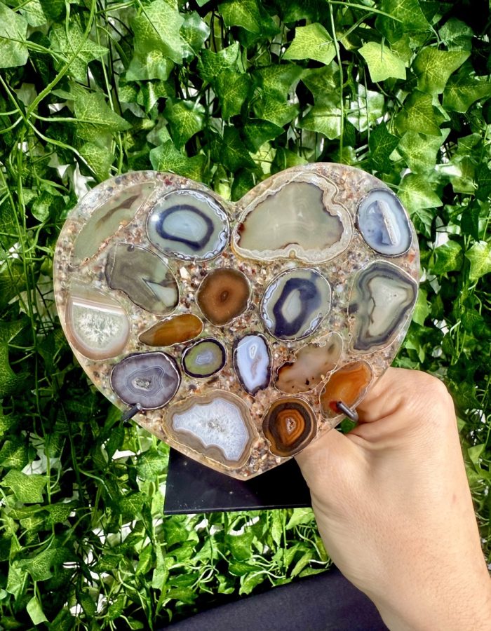 Agate Resin Heart on Stand