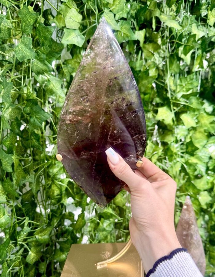 Smokey Quartz Flame on Stand