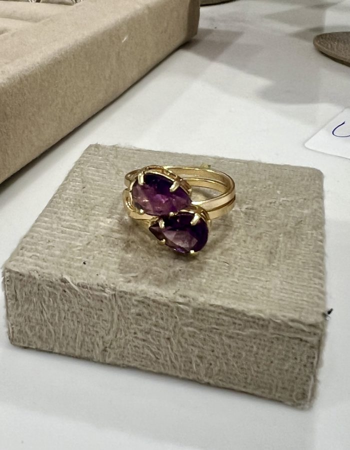 Adjustable Amethyst Dual Rings