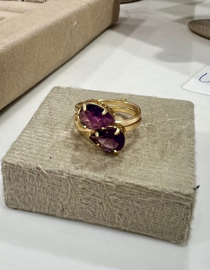 Adjustable Amethyst Dual Rings