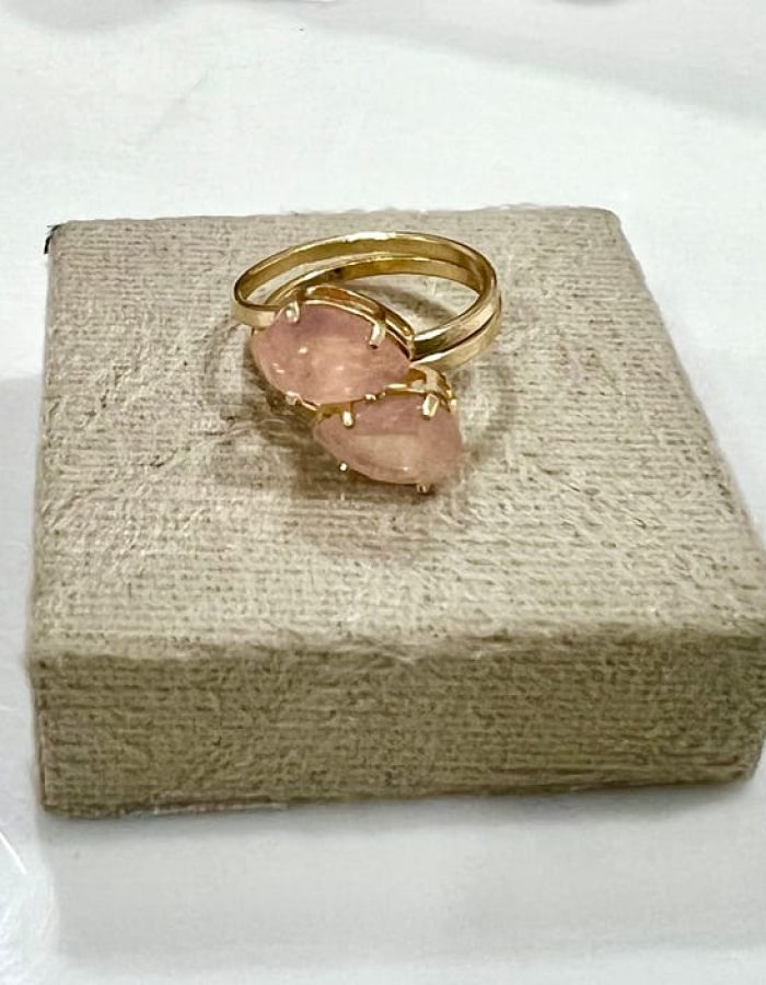 Adjustable Rose Quartz Dual Rings