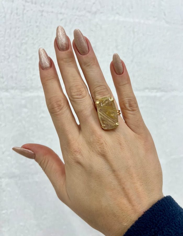Adjustable Rutilated Quartz Rings