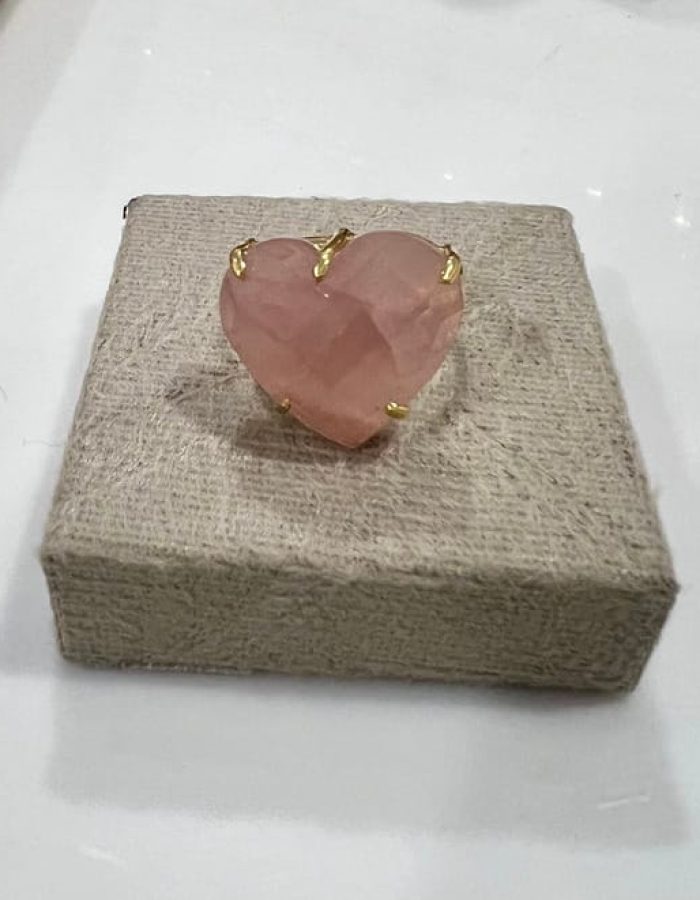 Adjustable Faceted Rose Quartz Heart Rings