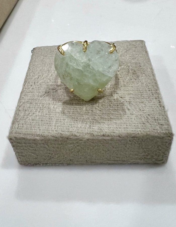 Adjustable Faceted Aquamarine Heart Rings