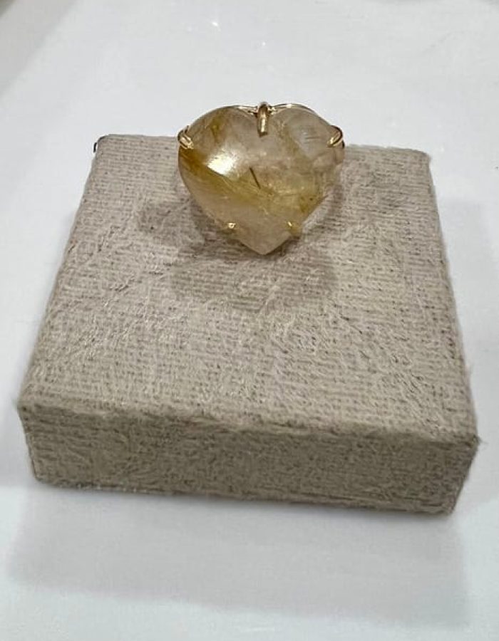 Adjustable Faceted Rutalited Quartz Heart Rings