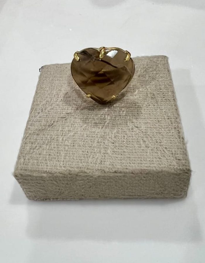 Adjustable Faceted Smokey Quartz Heart Rings
