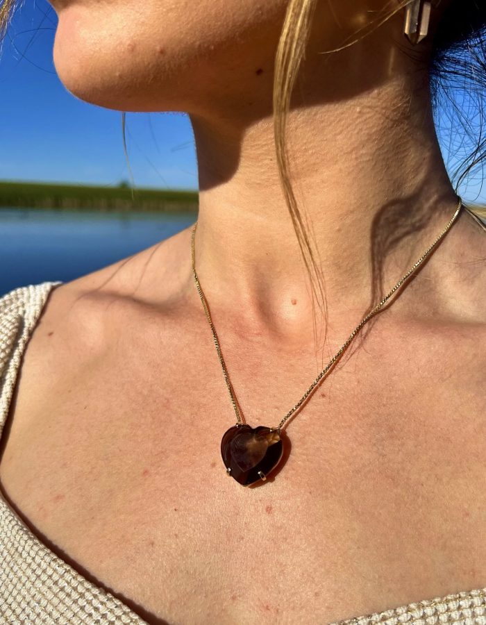 Faceted Smokey Quartz Heart Necklaces