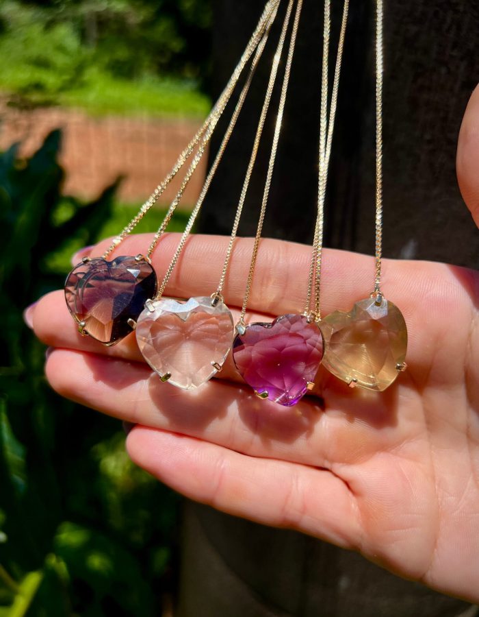 Faceted Rose Quartz Heart Necklace