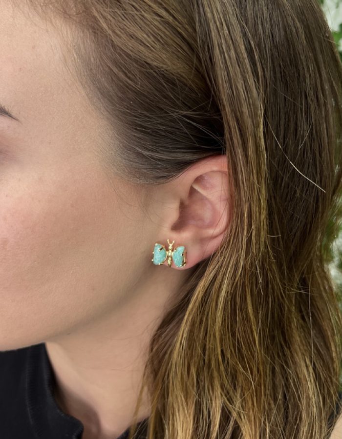 Amazonite Butterfly Stud Earrings