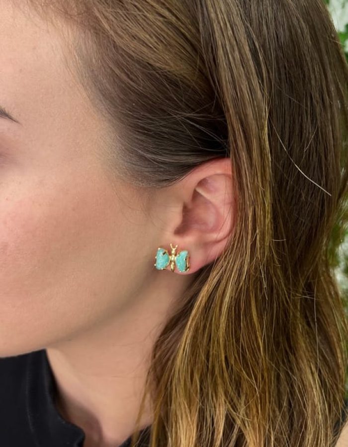 Amazonite Butterfly Stud Earrings