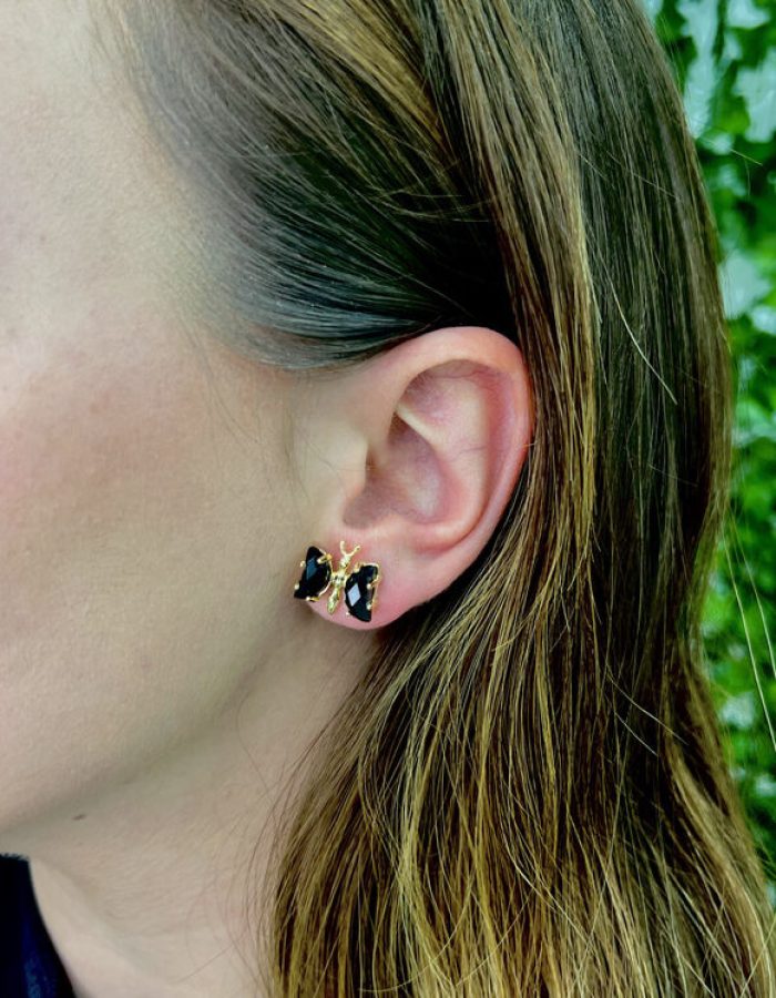 Onyx Butterfly Stud Earrings