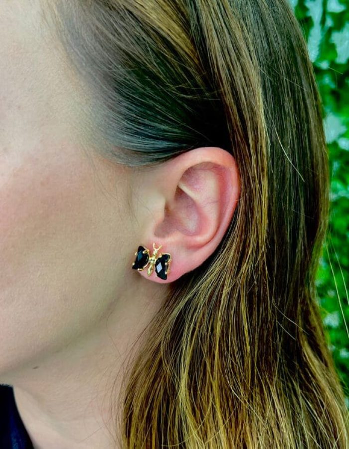 Onyx Butterfly Stud Earrings