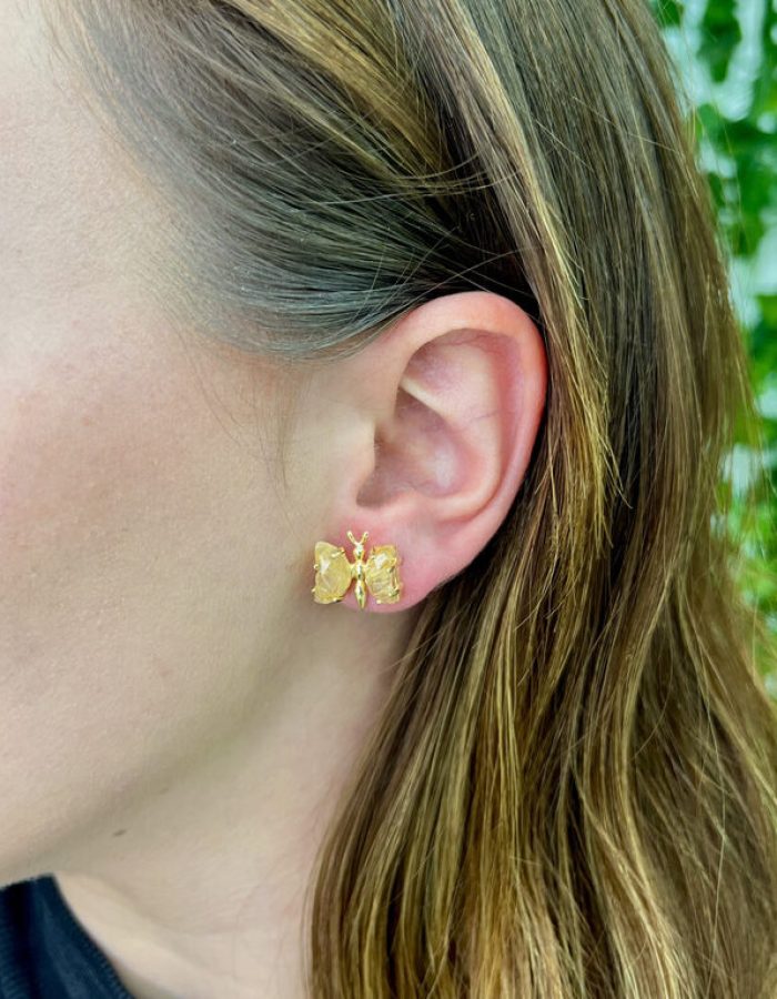 Rutilated Quartz Butterfly Stud Earrings