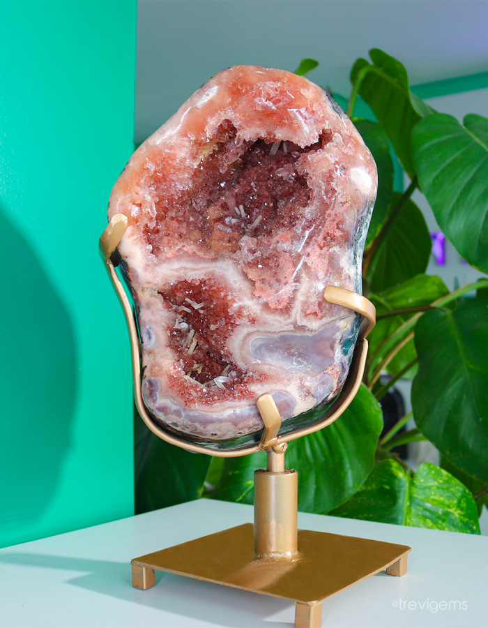 Pink Amethyst Freeform on Metal Stand